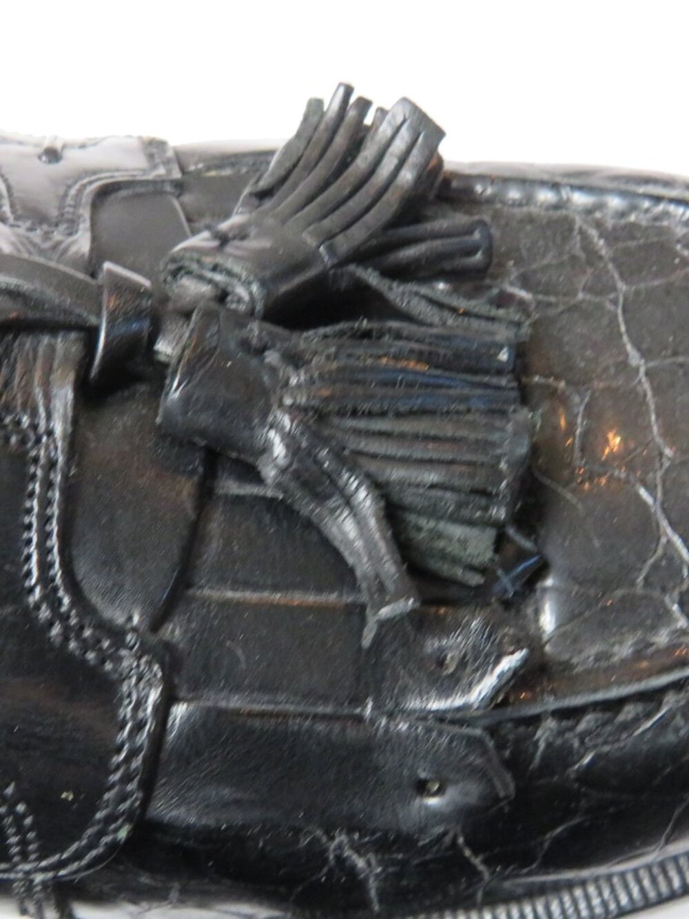 Nice Johnston & Murphy Crocodile Embossed Tassel Loafers Made in Italy 9 M - Picture 3 of 16